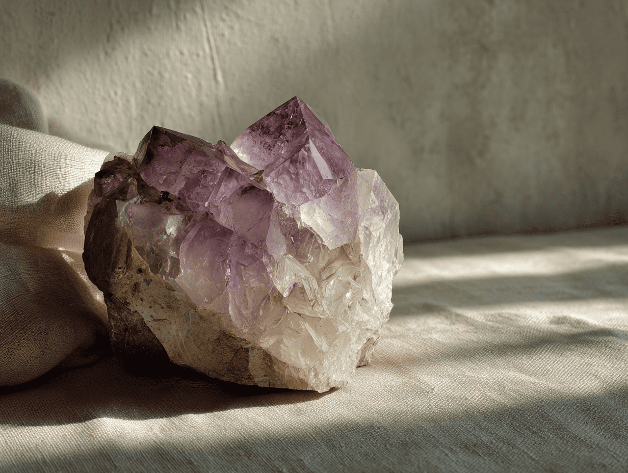 Druse d’améthyste en lumière douce